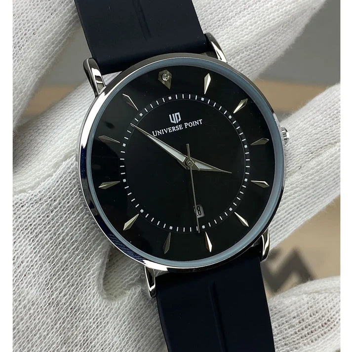 Universe Point Premium Design Round Dial Magnetic Lock & Silicone Rubber Straps Watch For Men
