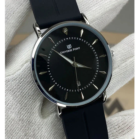 Universe Point Premium Design Round Dial Magnetic Lock & Silicone Rubber Straps Watch For Men